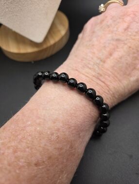 Classic Black Beaded Stretch Bracelet (2357)